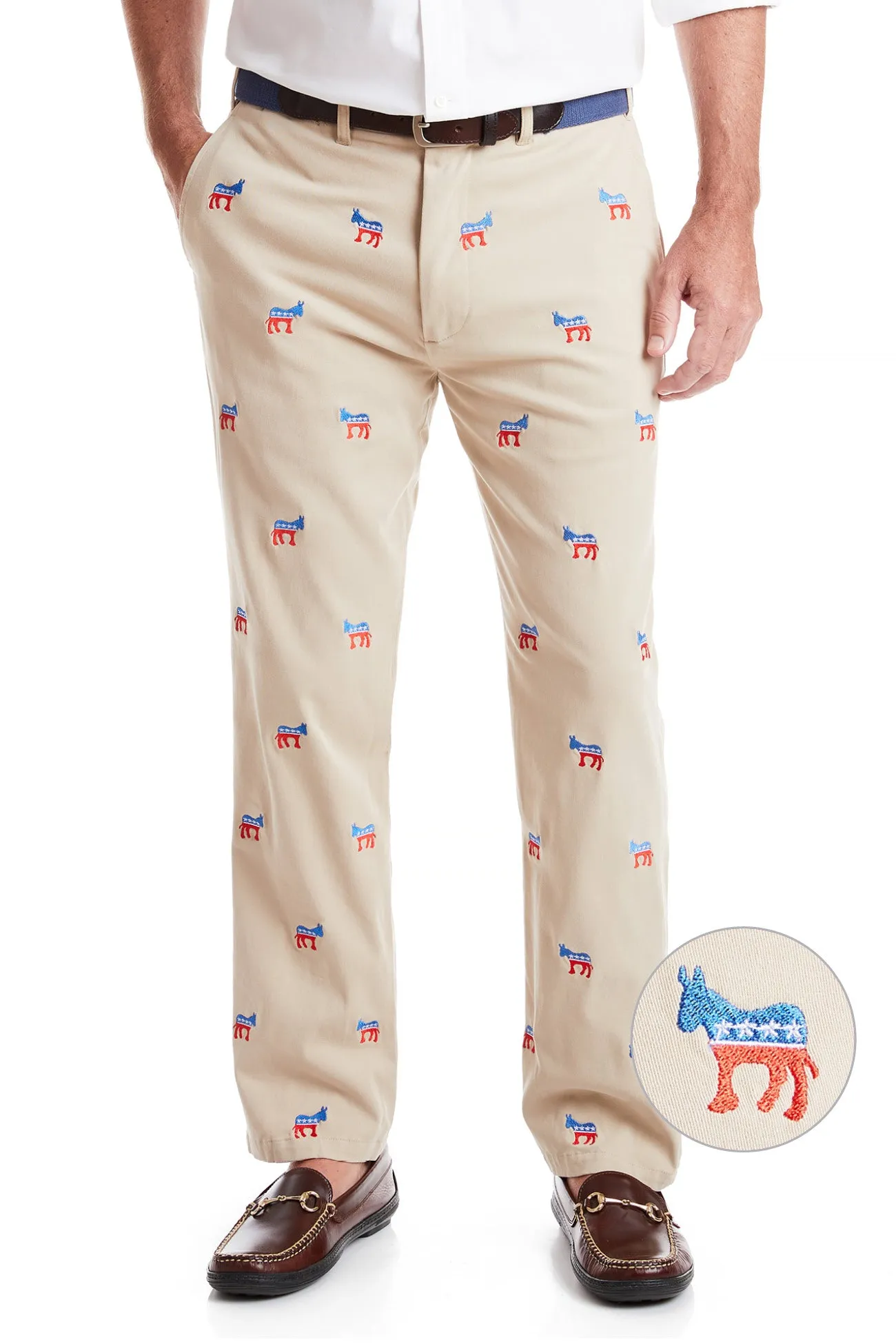 Harbor Pant Stretch Twill Khaki with Democratic Donkey Tear Resistant Design