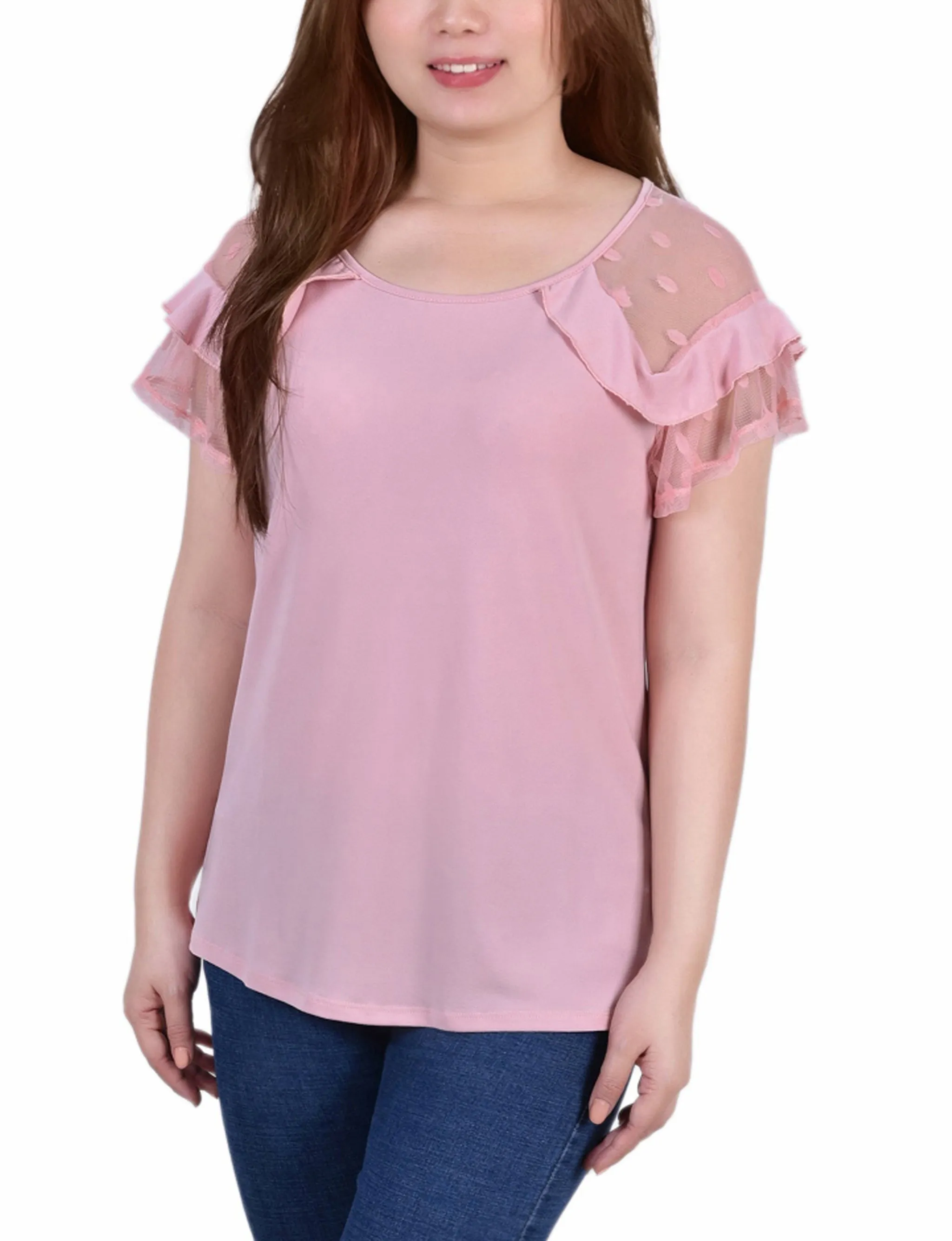 Eco Friendly Material Hypoallergenic Lining Petite Short Dot Sleeve Top