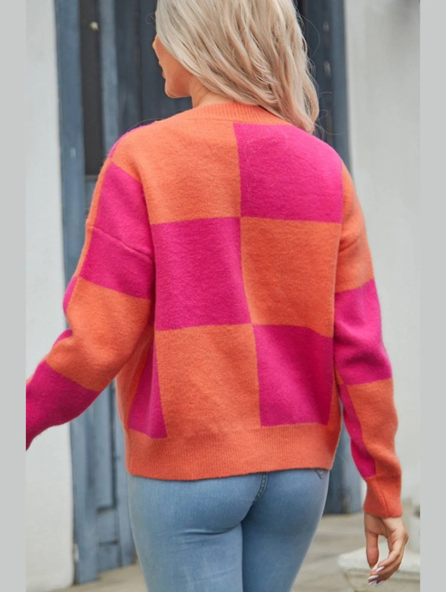 Architectural Tailoring Low Profile Zipper WOMEN PLAID COLOR BLOCK BUTTON UP CARDIGAN