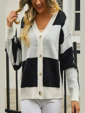 WOMEN PLAID COLOR BLOCK BUTTON UP CARDIGAN BoxyCrop