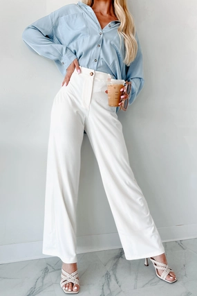 Working Together Wide Leg Pants (Off White) Athletic Flex Wear