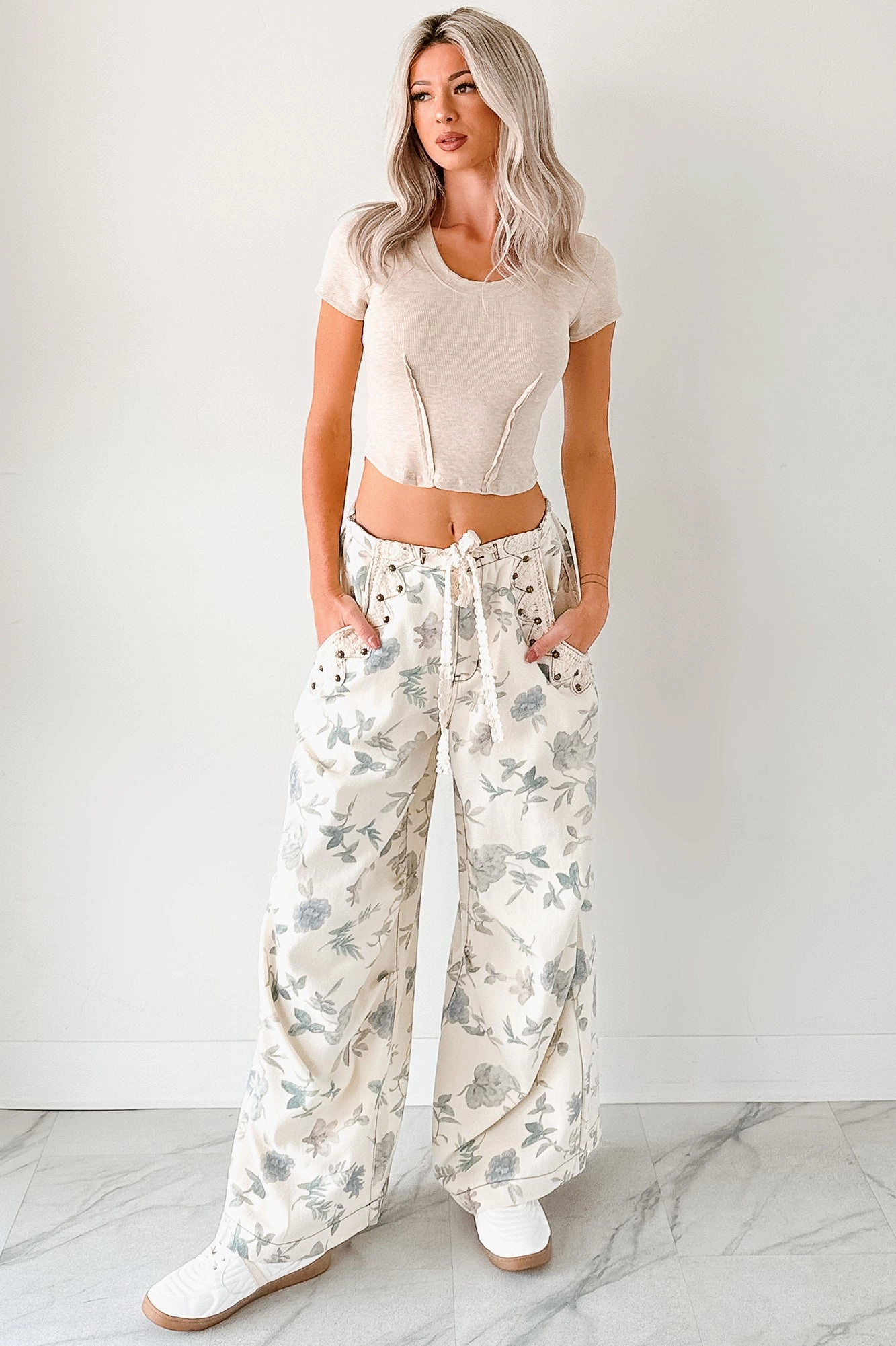 HighNeck casual top Lorelei Wide Leg Floral POL Jeans (Cream/Floral)