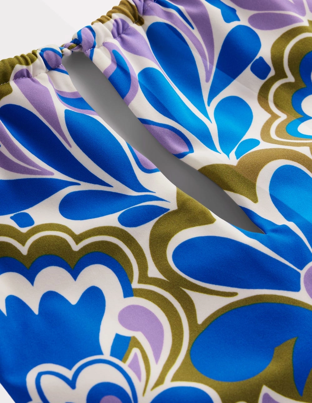 Snag Proof Edges trend follower String High Neck Swimsuit-Kingfisher Blue, Freesia Stamp