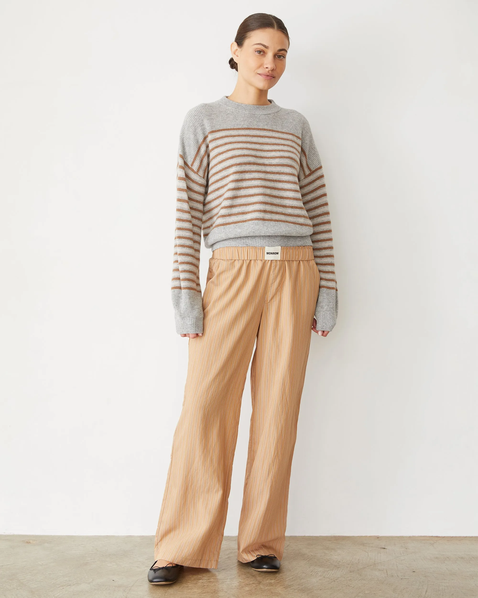 Stripe Poplin Boxer Pants Gym Wear