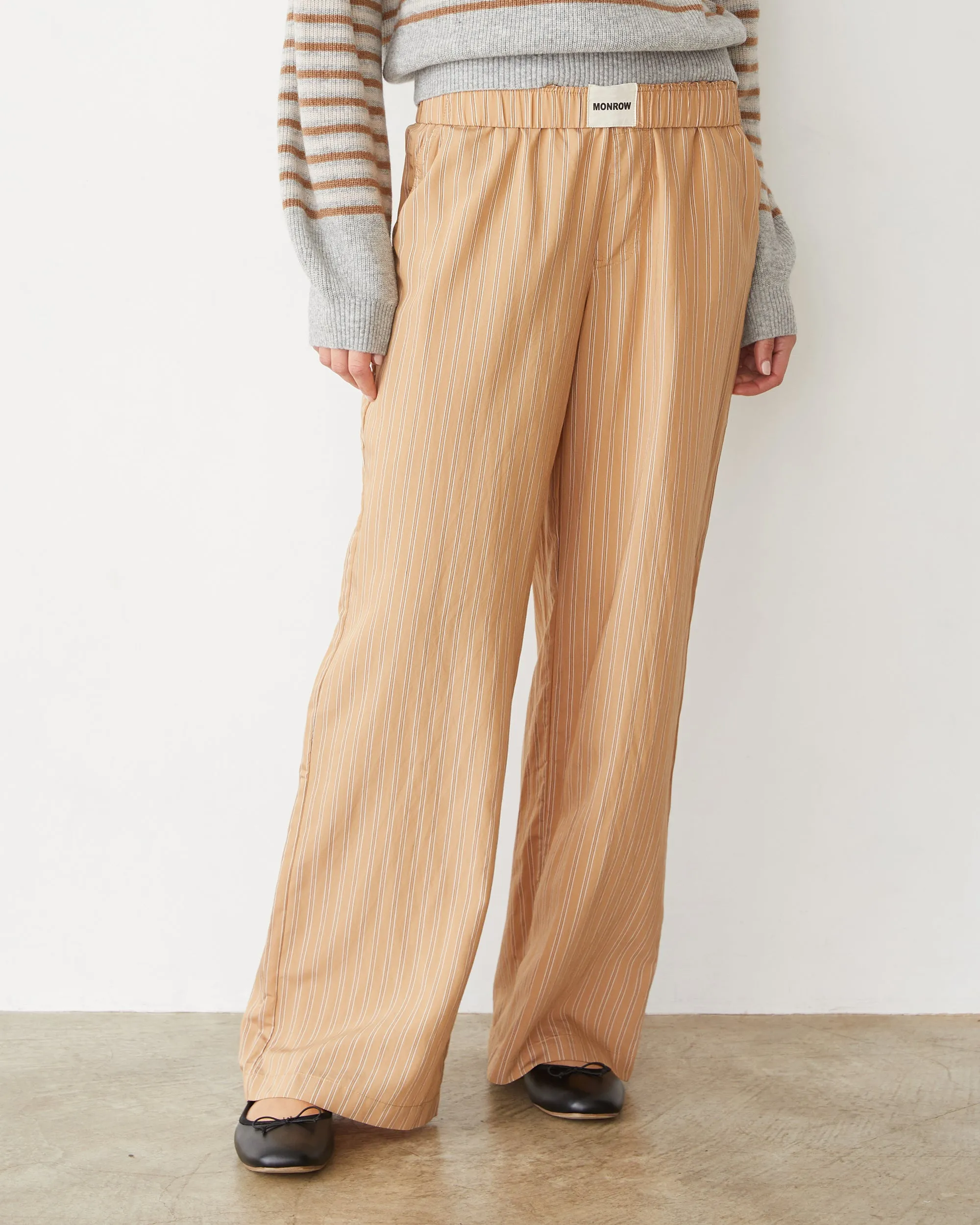 EcoFriendly Material Stripe Poplin Boxer Pants