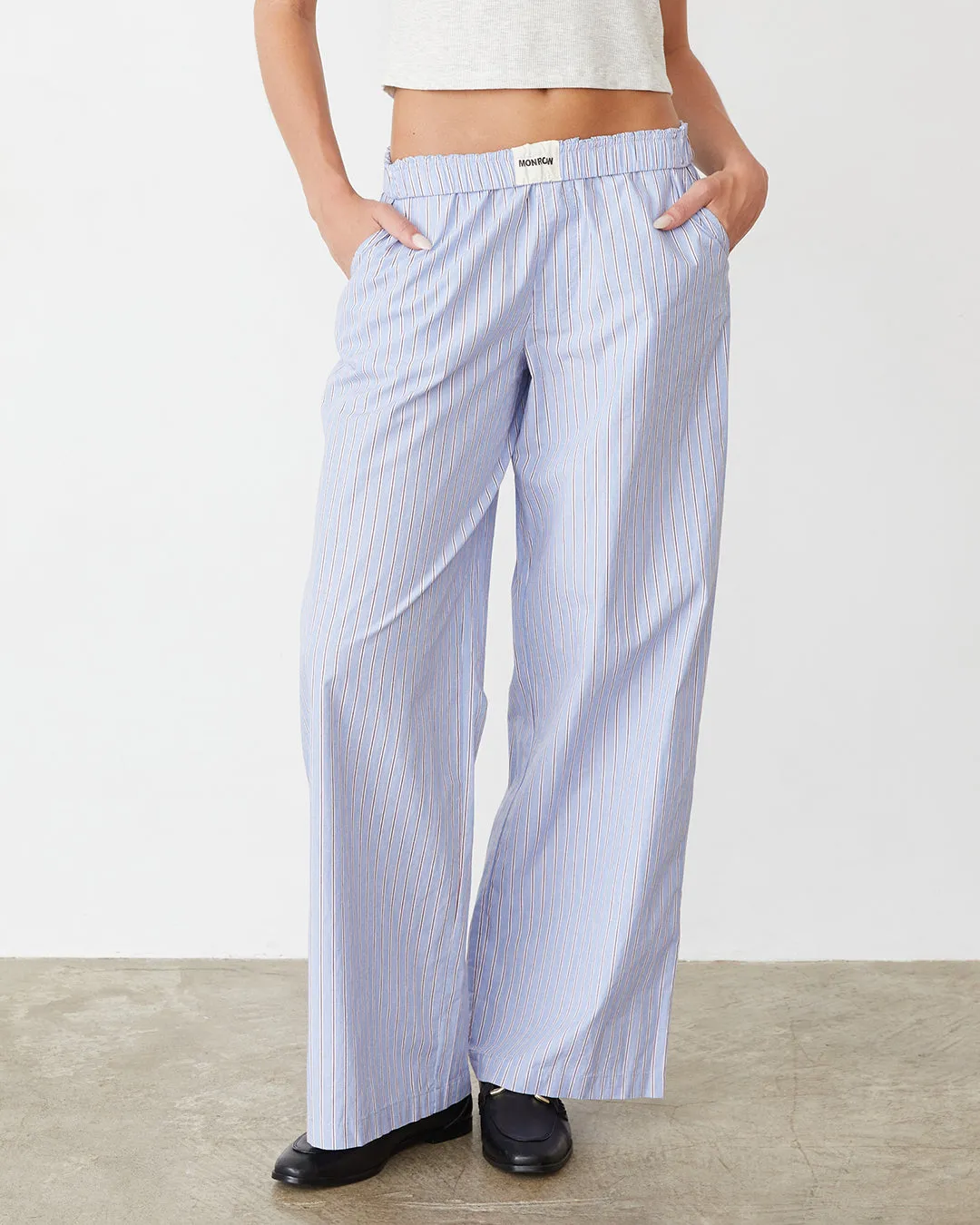 Stripe Poplin Boxer Pants No Bunching Core Cut