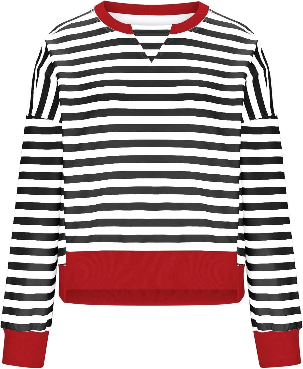 Striped Color Block Cropped Sweatshirts for Women 2025 Fall Oversized Crewneck Long Sleeve Sweater Y2K Shirt Tops