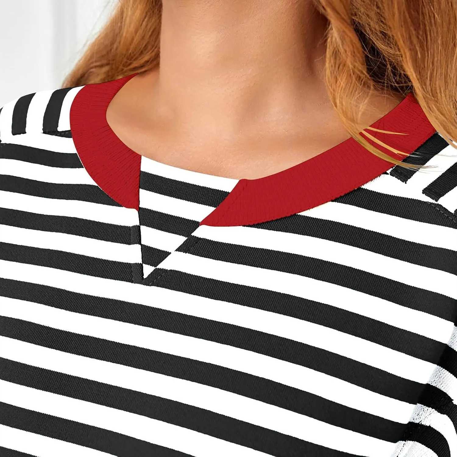 Striped Color Block Cropped Sweatshirts for Women 2025 Fall Oversized Crewneck Long Sleeve Sweater Y2K Shirt Tops
