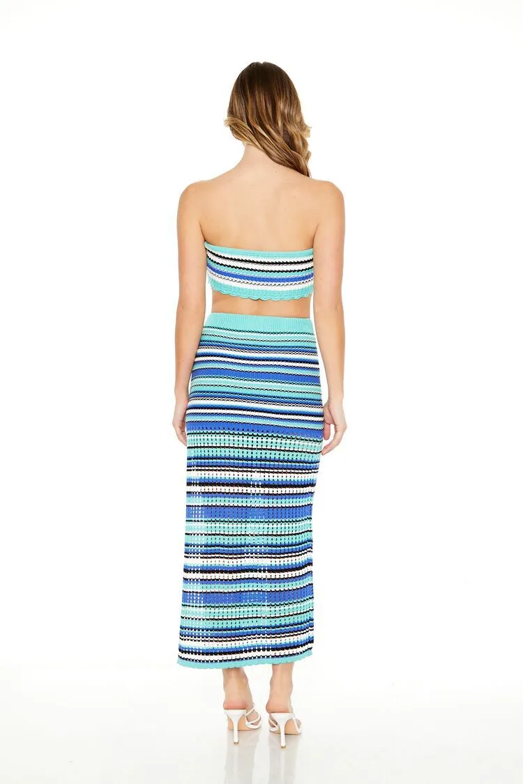 Striped Crochet Midi Skirt
