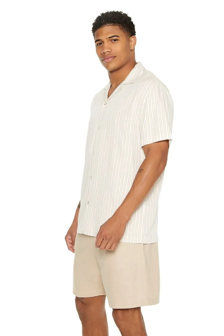 Striped Cuban-Collar Shirt
