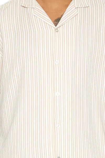 Striped Cuban-Collar Shirt