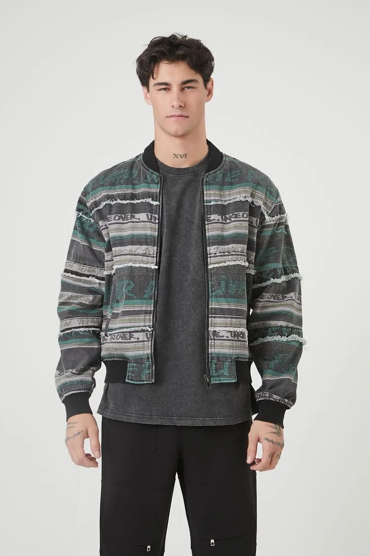 Striped Graphic Bomber Jacket