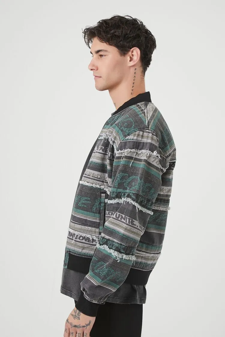 Striped Graphic Bomber Jacket