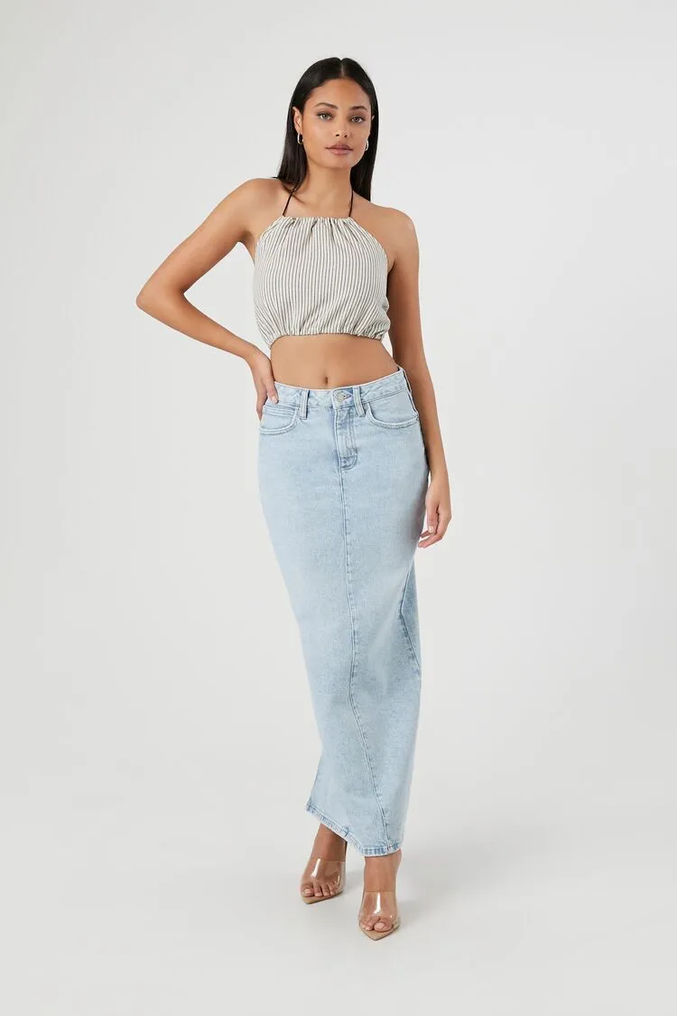 Striped Halter Crop Top