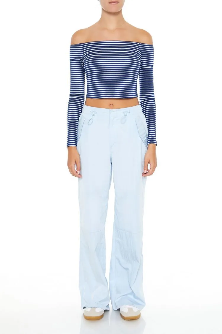 Striped Off-the-Shoulder Crop Top