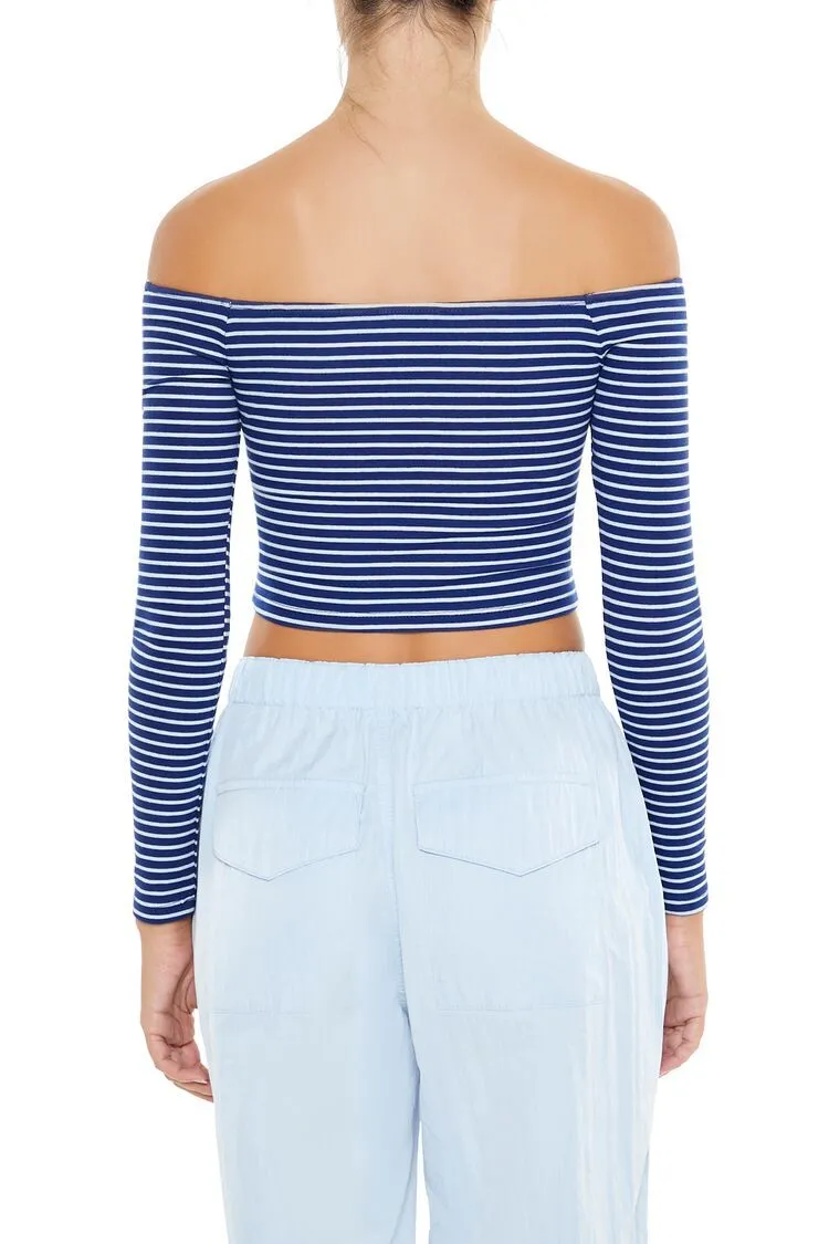 Striped Off-the-Shoulder Crop Top