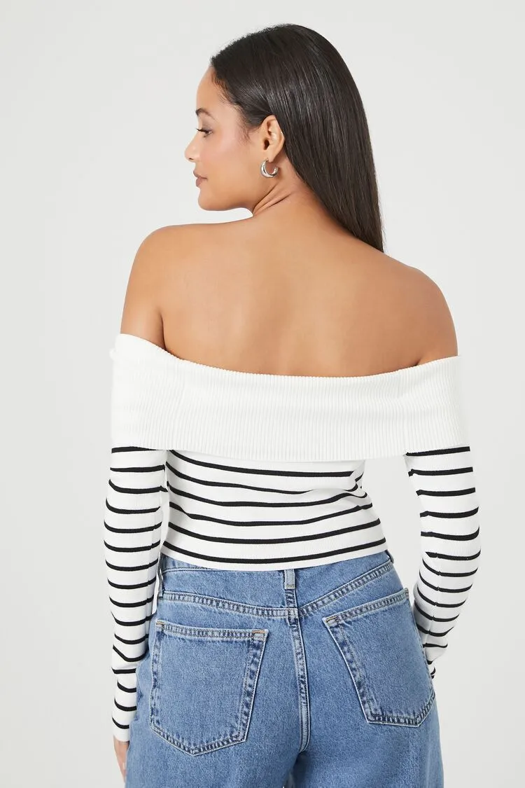 Striped Off-the-Shoulder Sweater