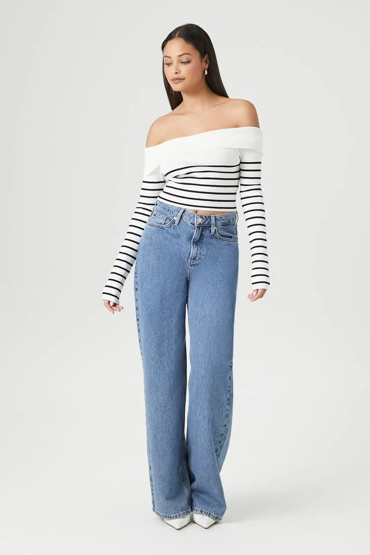 Striped Off-the-Shoulder Sweater