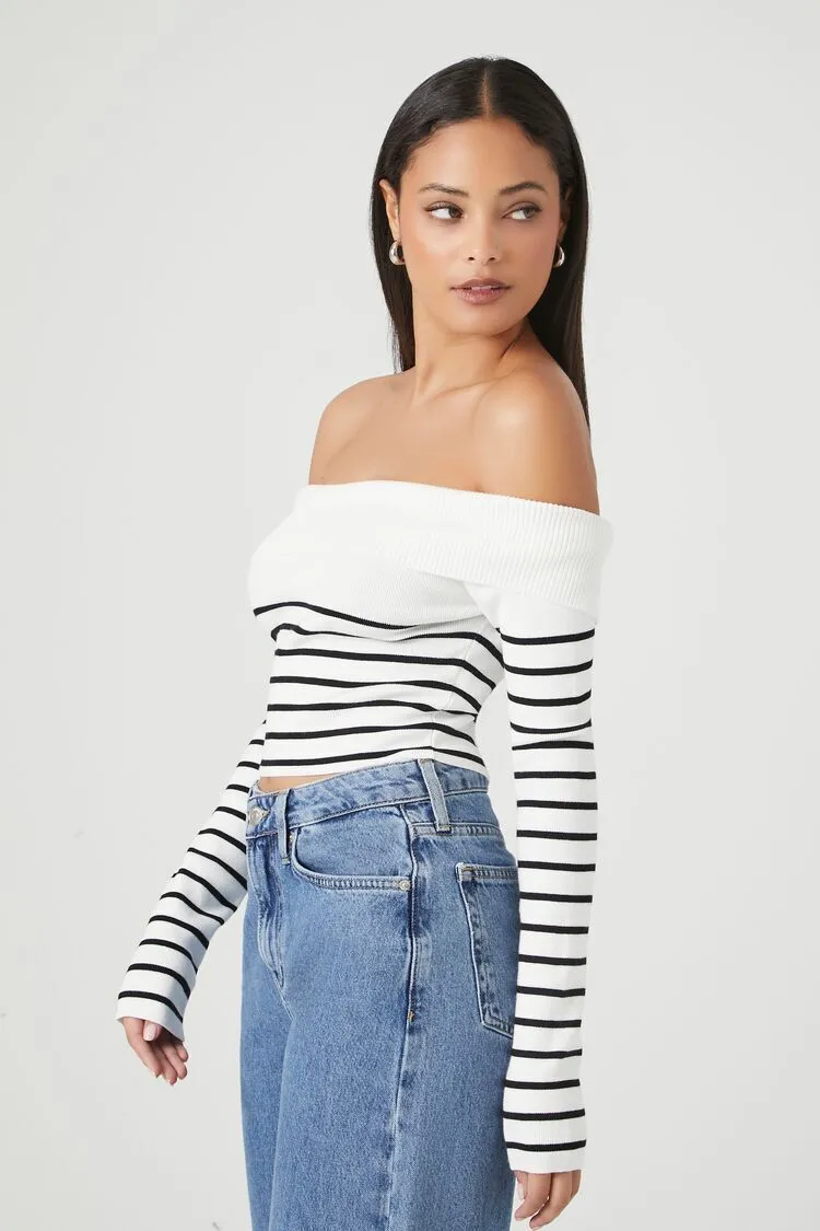 Striped Off-the-Shoulder Sweater