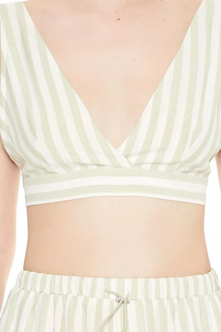 Striped Plunging Crop Top