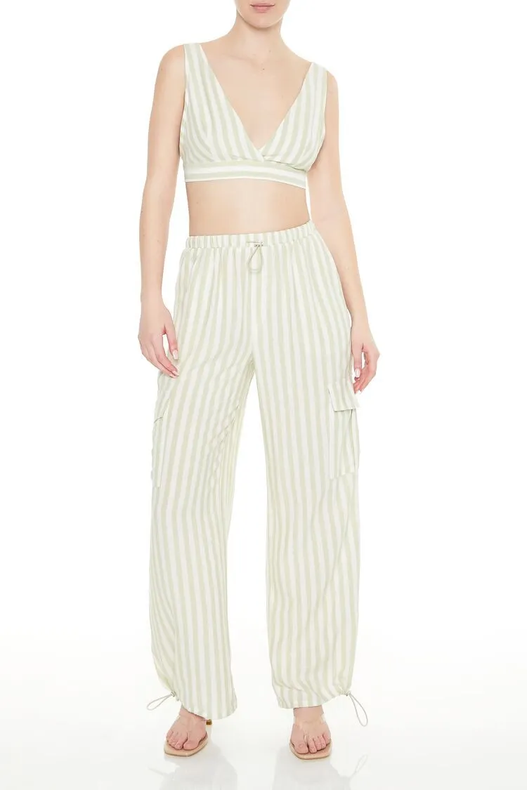 Striped Plunging Crop Top