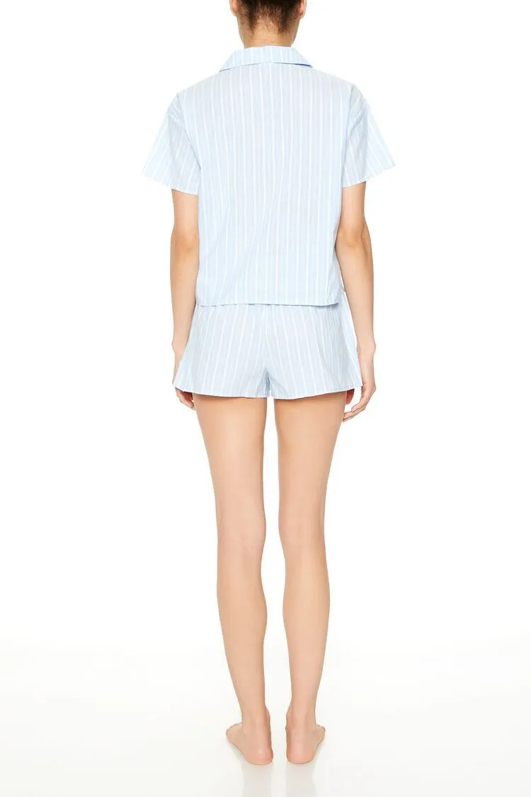 Striped Shirt &amp; Shorts Pajama Set