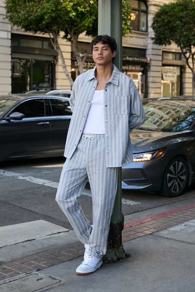 Striped Slim-Fit Drawstring Pants