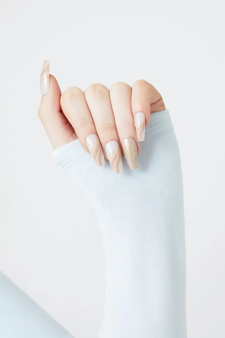 Striped Sparkle Press-On Nails