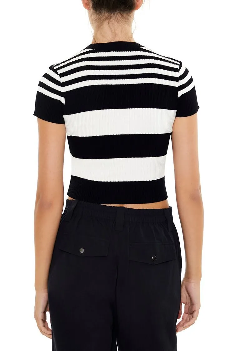 Striped Sweater-Knit Tee