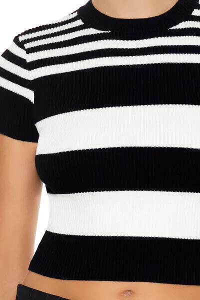Striped Sweater-Knit Tee