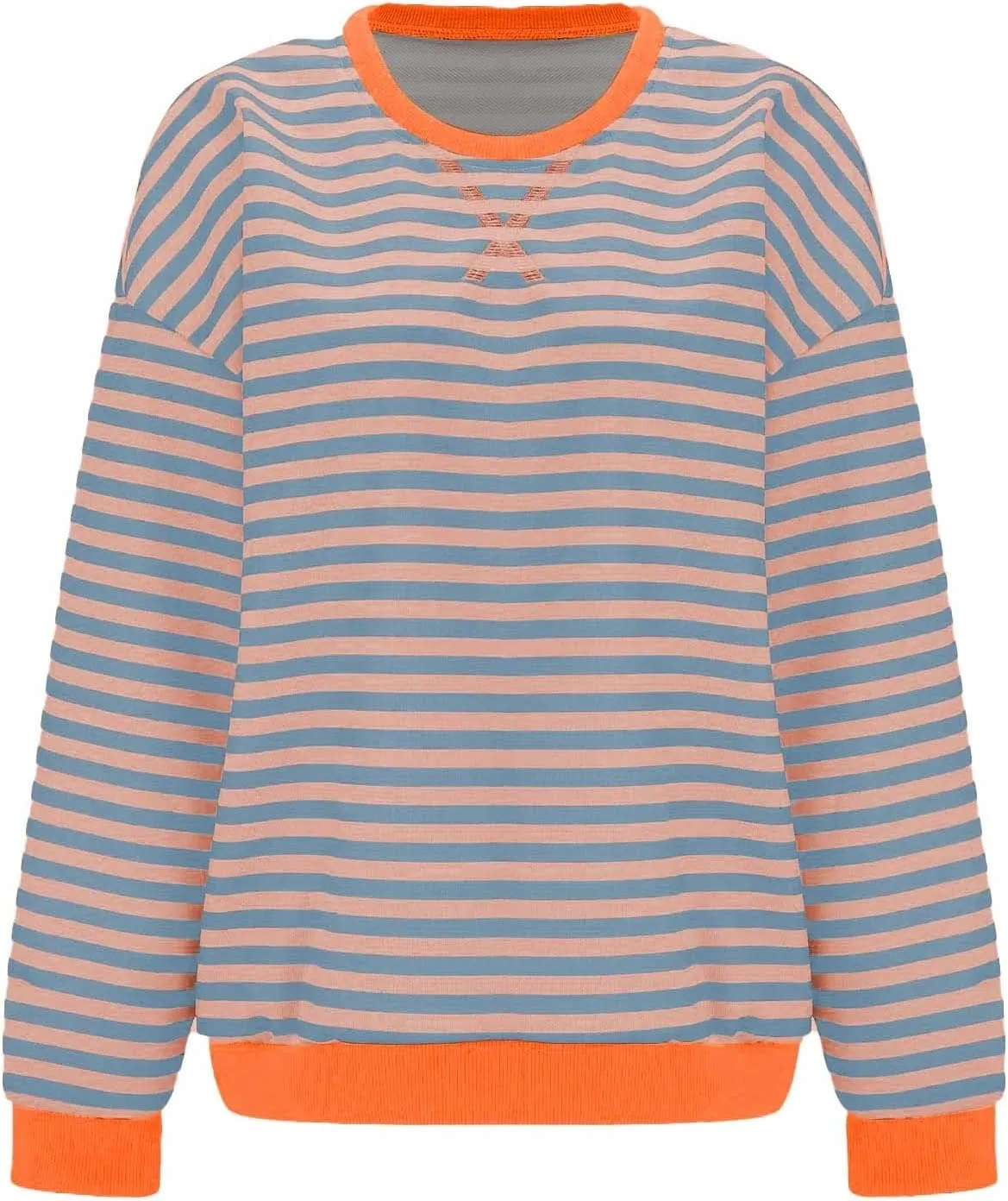 Striped Sweatshirt Women Oversized Striped Color Block Long Sleeve Crew Shirt Women Casual Loose Pullover hirt Top