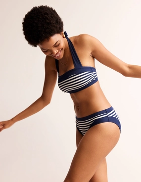 Santorini Bikini Bottoms-Navy/ Ivory Stripe Outdoor Adventure Seam Free Technology