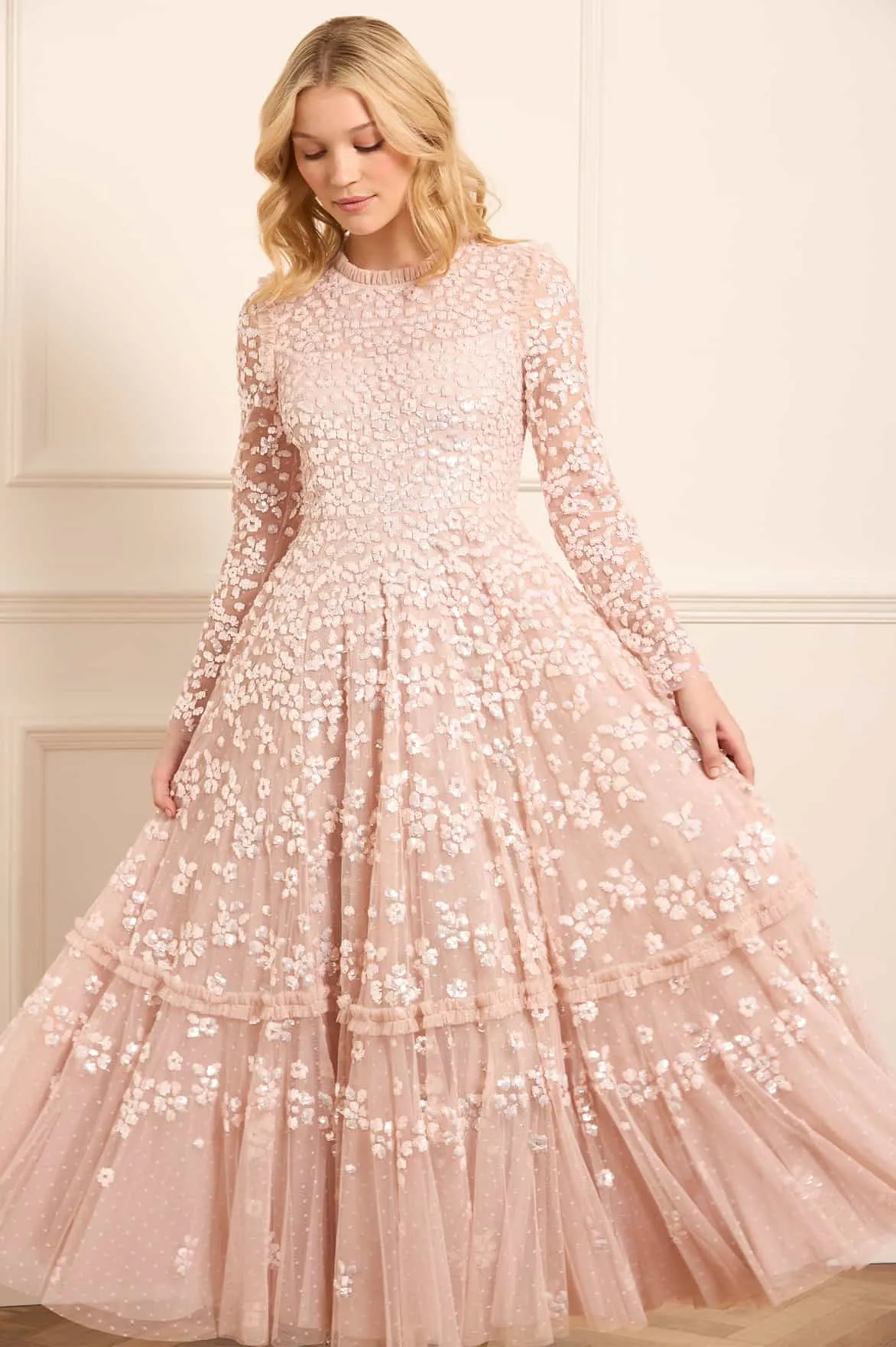 Petite friendly Grace Glow Maeva Ankle Gown