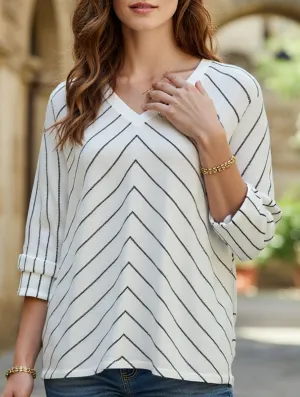 Elegant Look STYLISH COMMUTER STRIPED KNITWEAR LADY