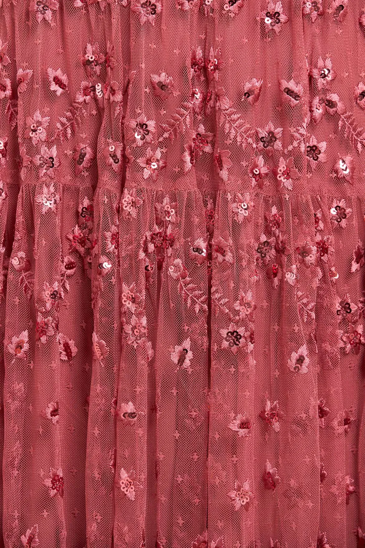 TemperatureRegulatingFabric Beaded-Sleeve Clover Short Sleeve Ankle Gown
