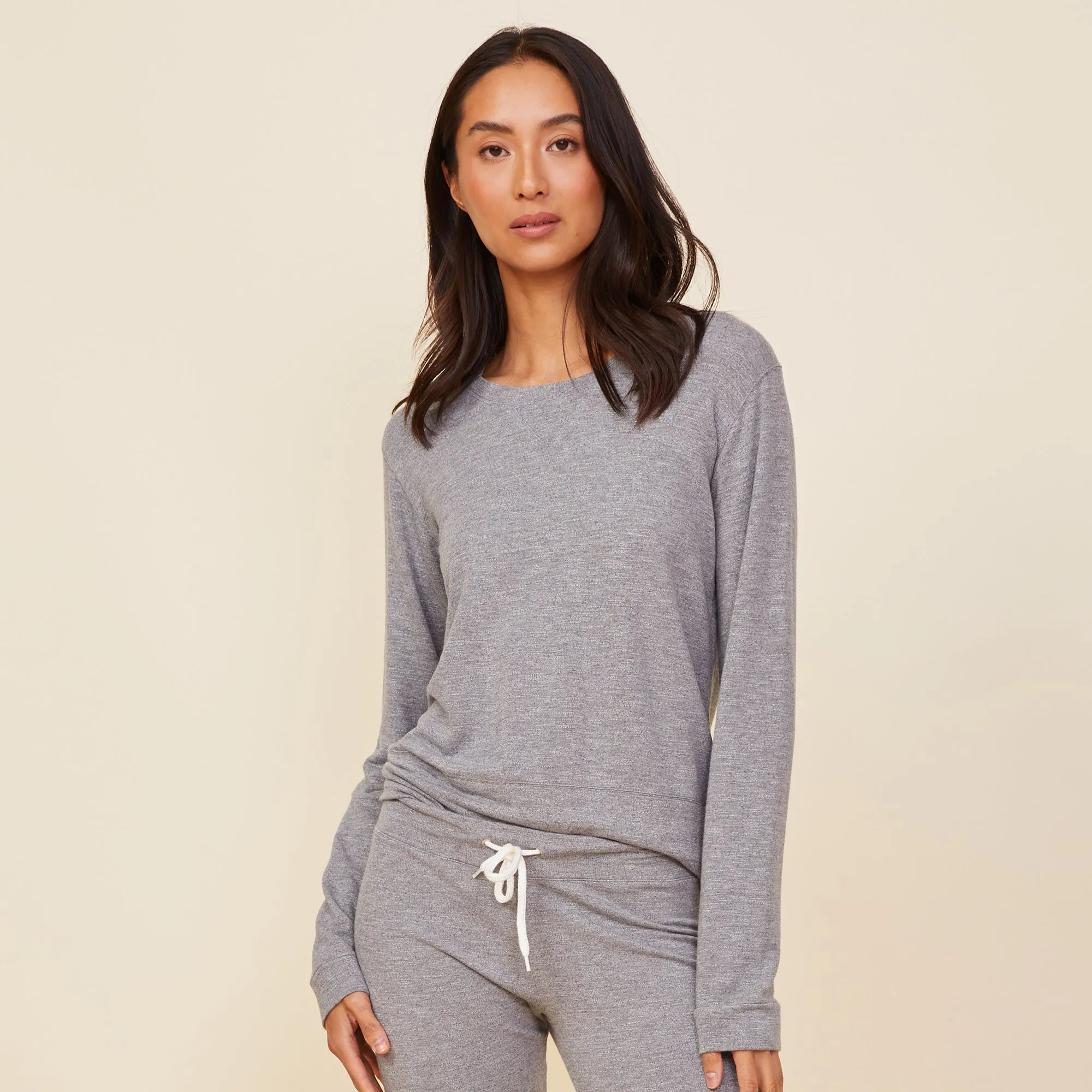Supersoft Crew Neck Sweatshirt Sleek Draping Sleek Fit