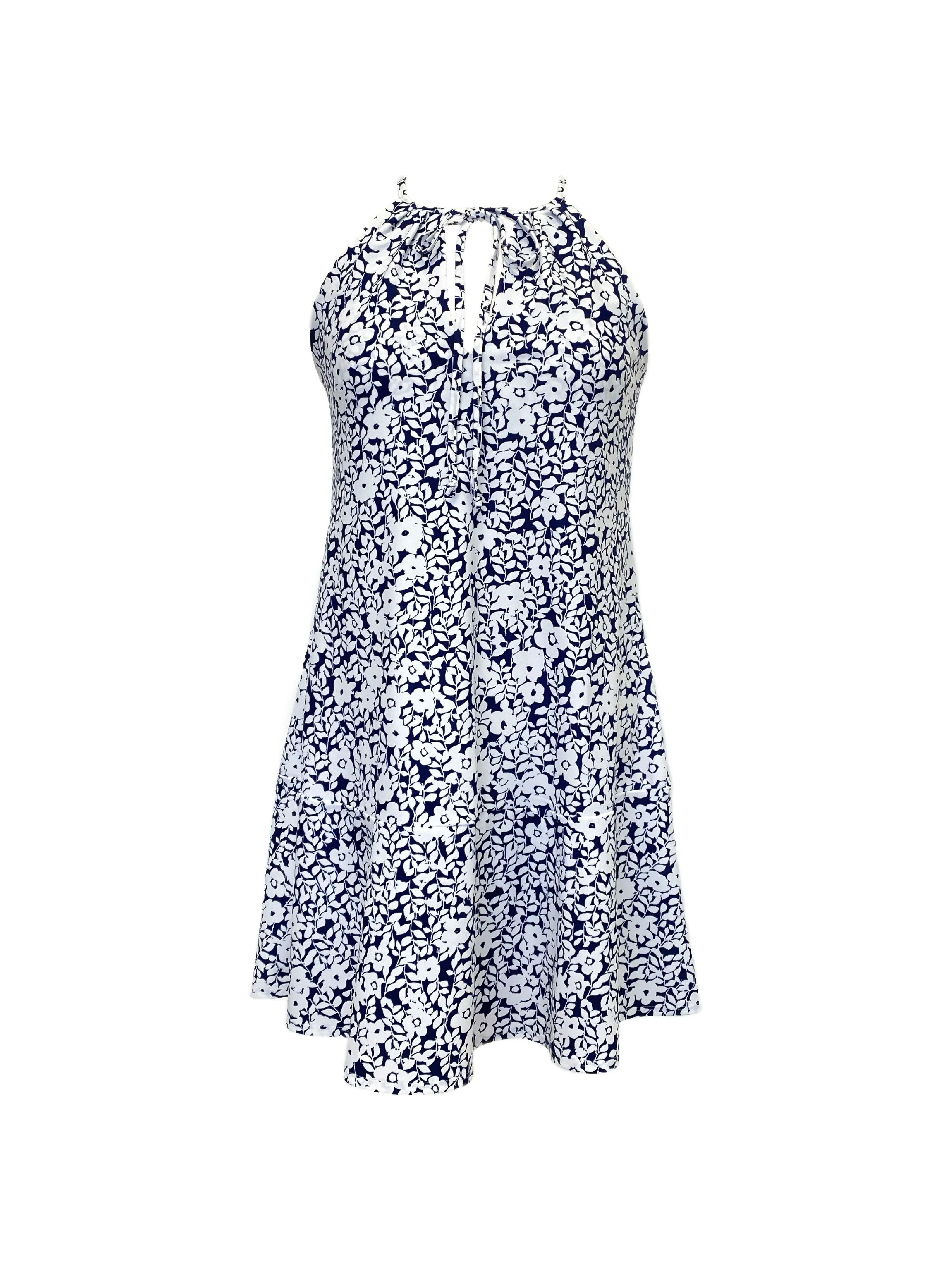 Cape May Dress Rosa Rugosa Navy Subtle Flex