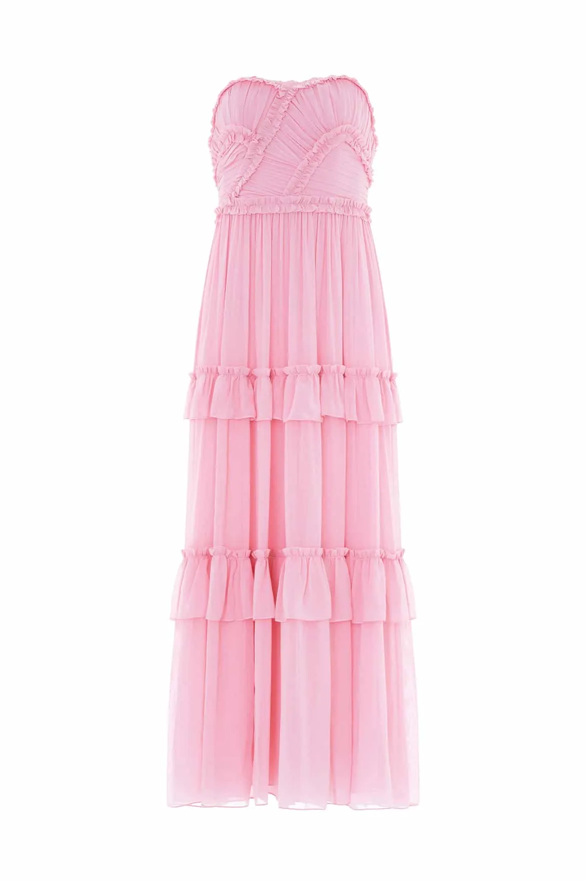 Comfortable fit Isabel Chiffon Strapless Ankle Gown