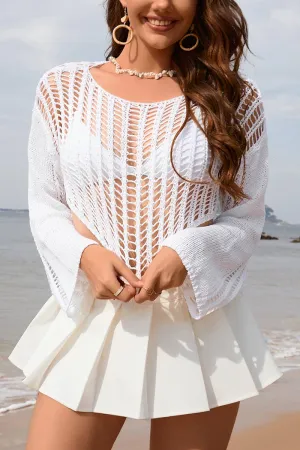 CREW NECK FLARED SLEEVES KNITTED COVER UPS_CWTSTL1073 Quick Release Clasp On-The-Go