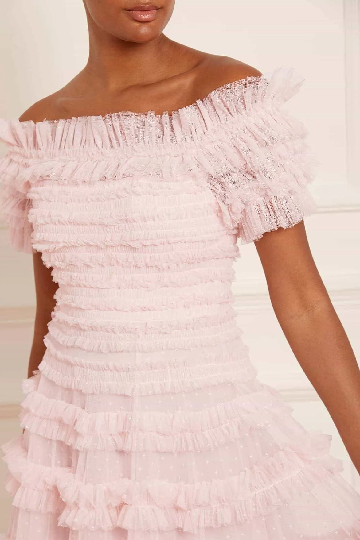 Lisette Ruffle Off Shoulder Gown Floral-Pattern