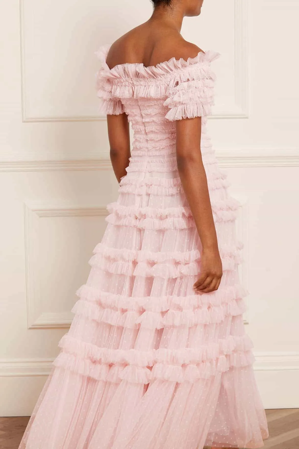 Lisette Ruffle Off Shoulder Gown Chic And Comfortable Side Slit