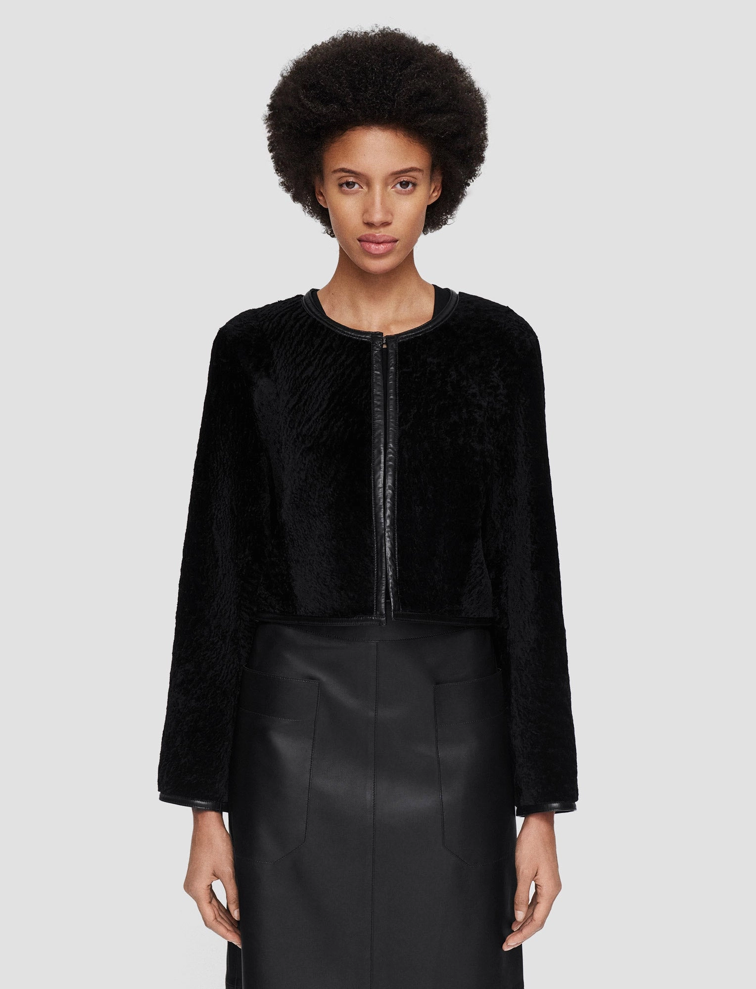 Thermal wear Wrinkle Resistant Material Maurice Embossed Shearling Jacket