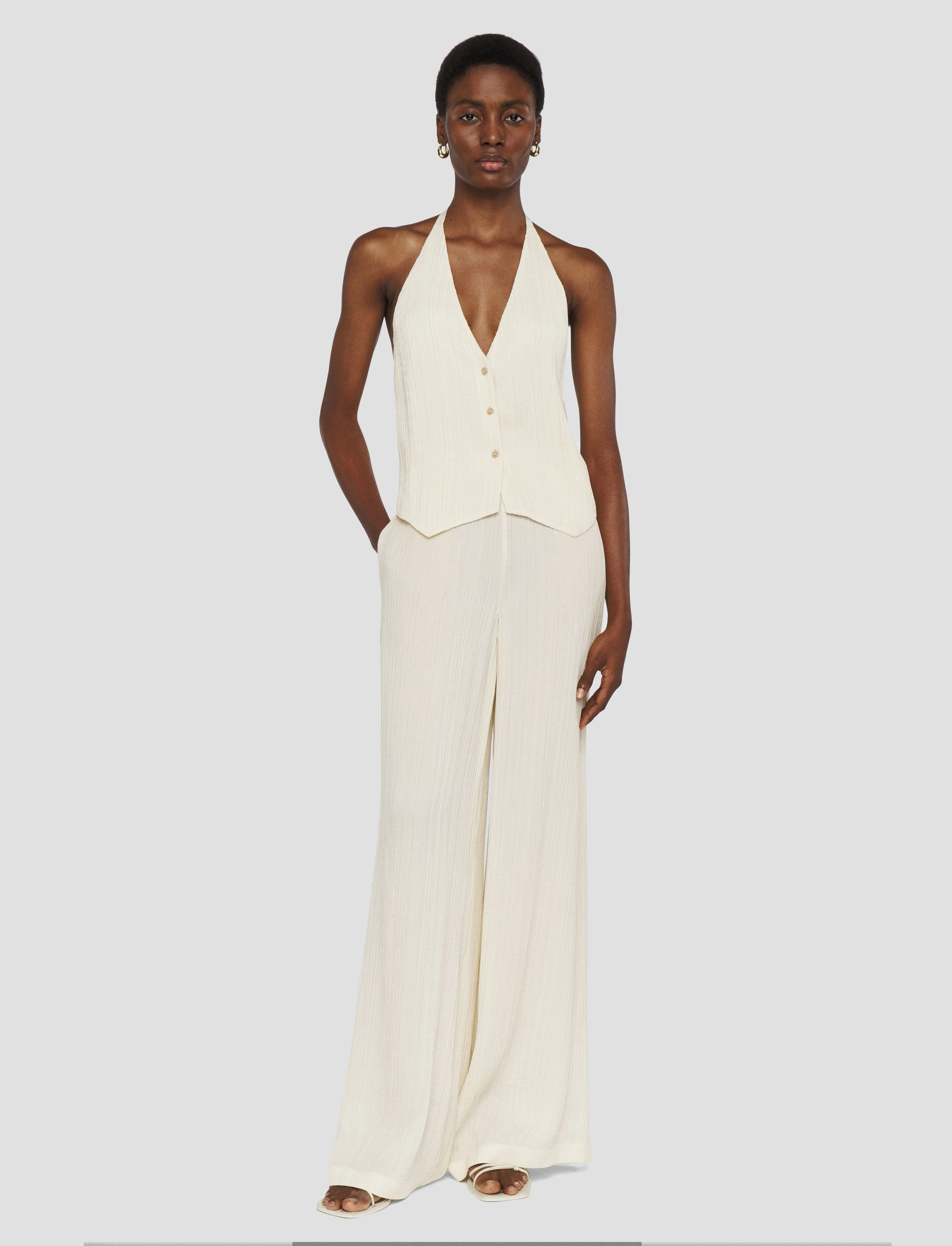 Suez Pleat Jacquard Tie Waistcoat BondedFabric Hook and loop fasteners