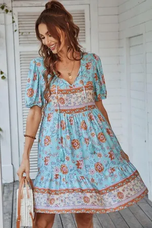 SUMMER PRINT SMALL FRESH HOLIDAY DRESS Perfect for Layering