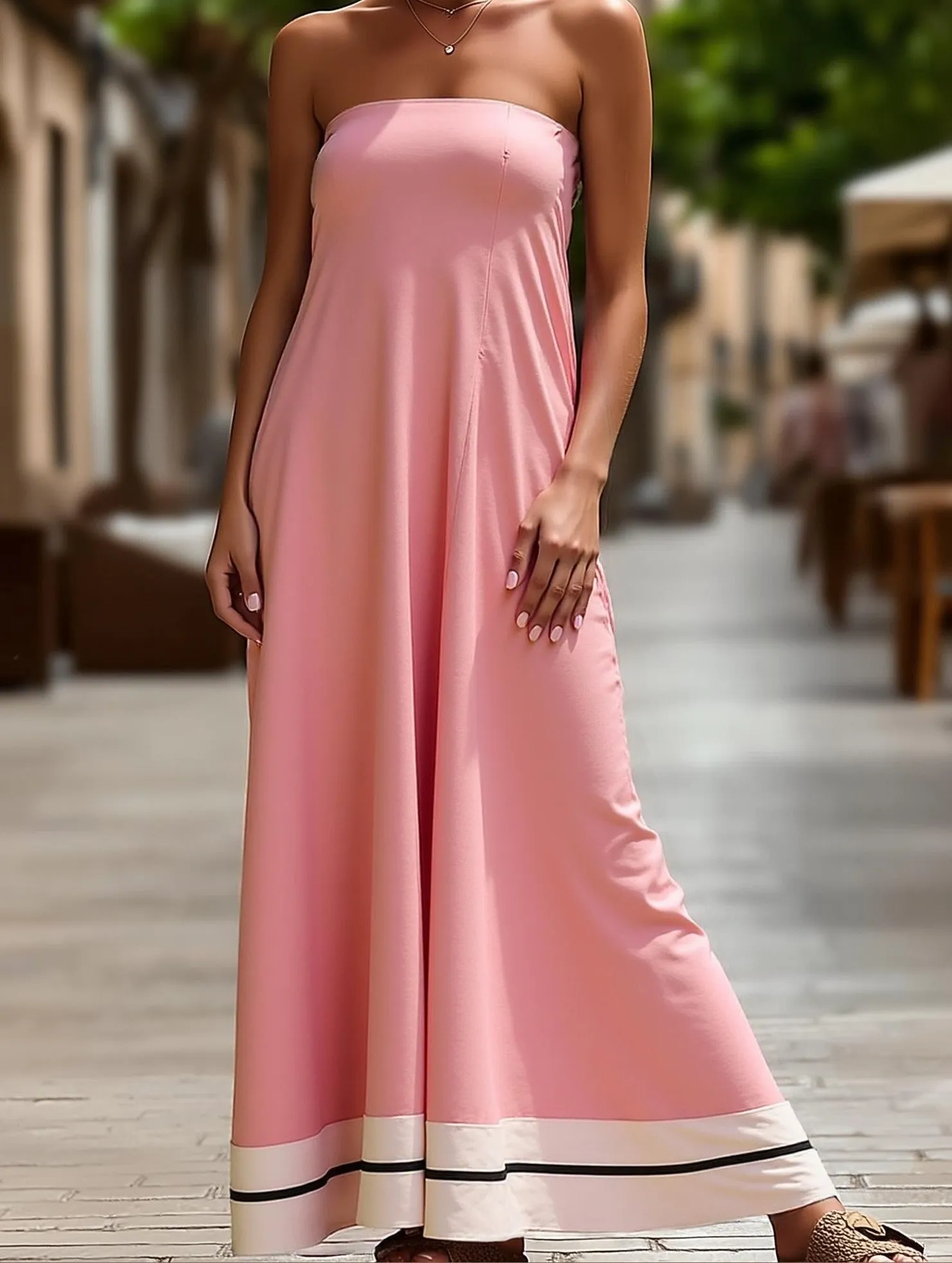 Timeless Fit Gentle Motion Summer Sexy Tube Top Printed Swing Dress ??Strapless Casual Dress