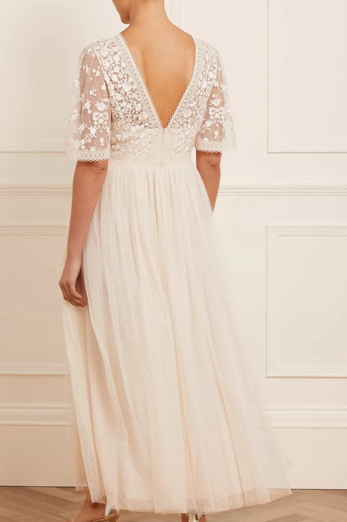 Celestia Ribbon Bodice Ankle Gown Button-front