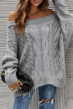 MoistureWicking Fabric Tencel Cotton Hybrid Weave OFF SHOULDER CABLE CHUNKY KNIT OVERSIZED SWEATER??100% ACRYLIC??SIZE S(2)-M(2)-L(2)-XL(2)??MADE IN CHINA??WOMEN BLAZER