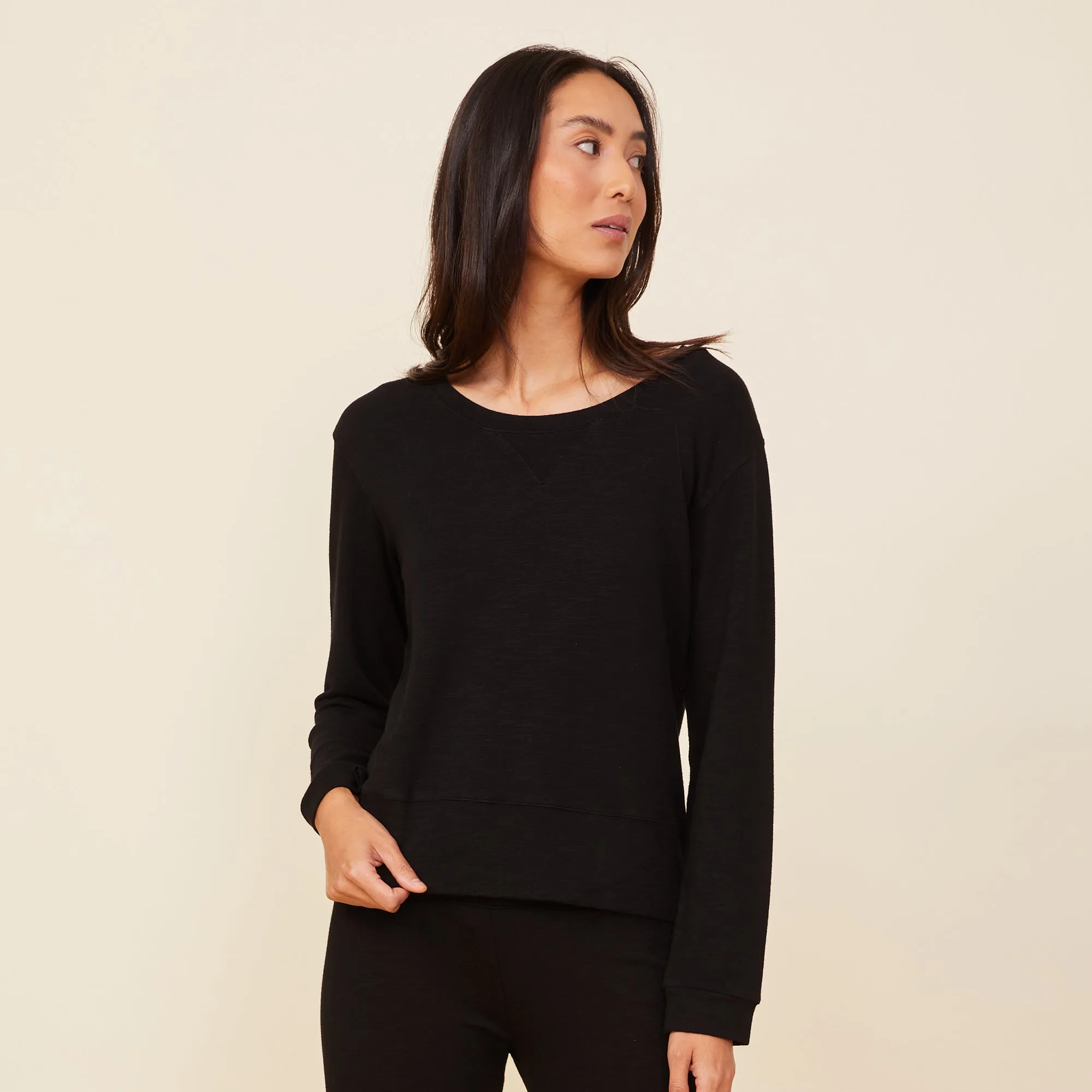 Chain-Detail Lounge Outfit Supersoft Crew Neck Sweatshirt
