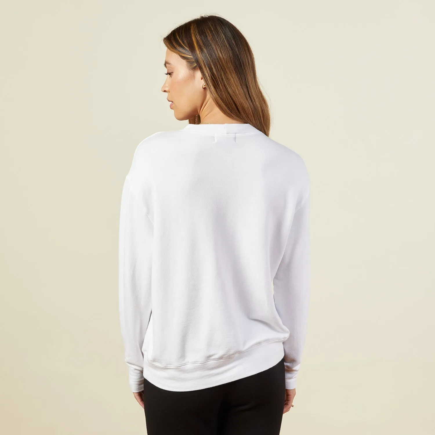 Supersoft Fleece Boyfriend Sweatshirt Cold-Shoulder Bride Friend