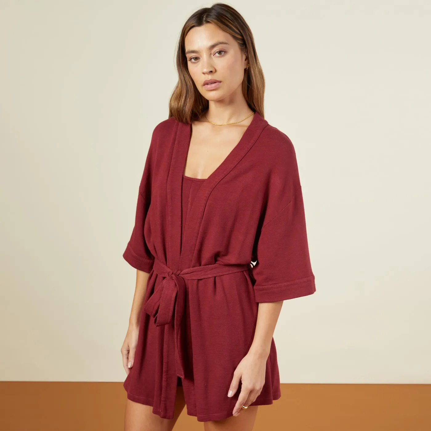 Neutral Tone Stitching ContrastStitching Supersoft Robe